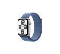 Apple Watch SE (GPS) - 2nd generation - 44 mm - silver aluminium - smart watch with sport loop - textile - winter blue -