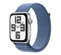 Apple Watch SE (GPS) - 2nd generation - 44 mm - silver aluminium - smart watch with sport loop - textile - winter blue -