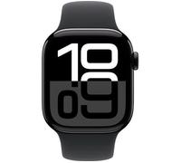 Apple Watch Series 10 GPS + Cellular 42mm Jet Black Aluminium Case with Black Sport Band - S/M