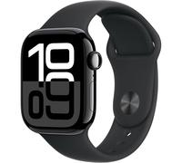 Apple Watch Series 10 GPS 42 mm Smartwatch with Jet Black Aluminium Case with Black Sport Band - S/M. Fitness Tracker, ECG App, Always-On Retina Display, Water Resistant
