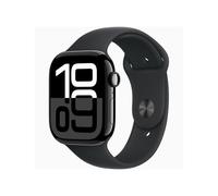 Apple Watch Series 10 GPS + Cellular 46mm Jet Black Aluminium Case with Black Sport Band - M/L