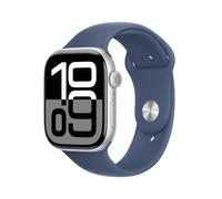 Apple Watch Series 10 GPS 46mm Silver Aluminium Case with Denim Sport Band - S/M