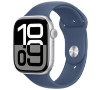 Apple Watch Series 10 GPS 46mm Silver Denim Sport Band - M/L