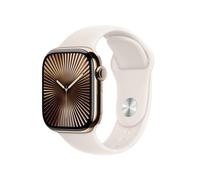 Apple Watch Series 10 GPS + Cellular 42mm Gold Titanium Case with Starlight Sport Band - S/M