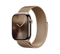 Apple Watch Series 10, 46mm, Gold Titanium Case, GPS + Cellular [2024] - Gold Milanese Loop - S/M, Gold