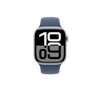 Apple Watch Series 10 GPS Cellular 46mm Silver Aluminium Case with Denim Sport Band - M/L, Silver/Grey,Blue