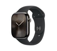 Apple Watch Series 10, 46mm, Slate Titanium Case, GPS + Cellular [2024] - Black Sport Band - S/M, Black