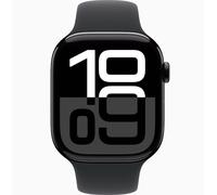 Apple Watch Series 10 GPS + Cellular 46mm Jet Black Aluminium Case with Black Sport Band - M/L