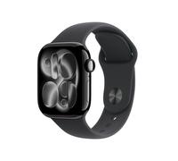 Apple Watch Series 11, 42mm, Jet Black Aluminium Case, GPS + Cellular [2025] - Black Sport Band - M/L, Black