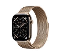 Apple Watch Series 11, 46mm, Gold Titanium Case, GPS + Cellular [2025] - Gold Milanese Loop - S/M, Gold