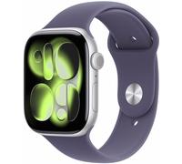 Apple Watch Series 11 GPS 46mm Smartwatch with Silver Aluminium Case with Purple Fog Sport Band M/L. Sleep Score, Fitness Tracker, Health Monitoring, Always-On Display, Water Resistant