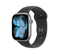 Apple Watch Series 11 GPS 46mm Smartwatch with Space Grey Aluminium Case with Black Sport Band M/L. Sleep Score, Fitness Tracker, Health Monitoring, Always-On Display, Water Resistant