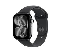 Apple Watch Series 11, 46mm, Jet Black Aluminium Case, GPS + Cellular [2025] - Black Sport Band - S/M, Black