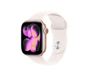 Apple Watch Series 11 GPS + Cellular 42mm Smartwatch with Rose Gold Aluminium Case with Light Blush Sport Band S/M. Sleep Score, Fitness Tracker, Health Monitoring, Always-On Display, Water Resistant