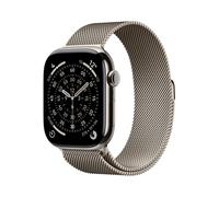Apple Watch Series 11, 46mm, Natural Titanium Case, GPS + Cellular [2025] - Natural Milanese Loop - M/L, Silver
