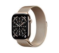 Apple Watch Series 11 GPS + Cellular 46mm Smartwatch with Gold Titanium Case with Gold Milanese Loop S/M. Sleep Score, Fitness Tracker, Health Monitoring, Always-On Display, Water Resistant