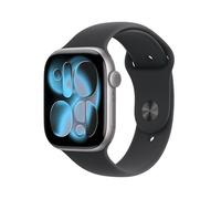 Apple Watch Series 11, 46mm, Space Grey Aluminium Case, GPS + Cellular [2025] - Black Sport Band - M/L, Black