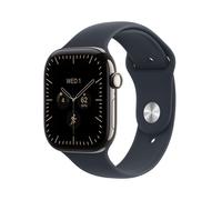 Apple Watch Series 12 GPS + Cellular 46mm Natural Titanium Case with Navy Blue Sport Band - S/M
