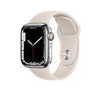 Apple Watch Series 7 (GPS + Cellular, 41MM) Silver Stainless Steel Case with Starlight Sport Band (Renewed)