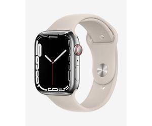 Apple Watch Series 7 GPS Cellular 45 mm Stainless Steel Silver with White Sport Strap