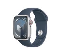 Apple Watch Series 9 GPS + Cellular 41mm Silver Aluminium Case with Storm Blue Sport Band - S/M