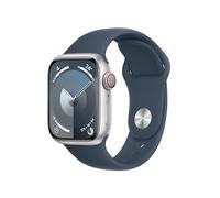 Apple Watch Series 9 (GPS+ Cellular, 41MM) Silver Aluminum Case With Storm Blue Band - M/L, (Renewed)