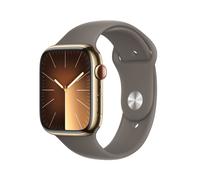 Apple Watch Series 9 GPS + Cellular 45mm Gold Stainless Steel Case w/ Clay Sport Band - S/M