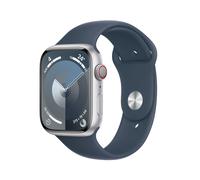 Apple Watch Series 9 GPS + Cellular 45mm Silver Aluminium Case with Storm Blue Sport Band - S/M
