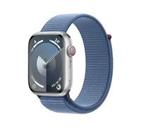 Apple Watch Series 9 [GPS + Cellular, 45mm] - Silver Aluminum Case with Winter Blue Sport Loop, One Size (Renewed)
