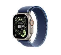Apple Watch Ultra 3 GPS + Cellular 49mm Premium Running and Multisport Smartwatch with Rugged Natural Titanium Case with Blue/Bright Blue Trail Loop M/L. Advanced Health and Fitness Tracking