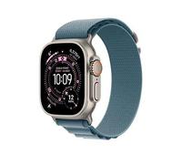 Apple Watch Ultra 3, 49mm, Natural Titanium Case, GPS + Cellular [2025] - Light Blue Alpine Loop - Large, Blue
