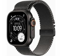 Apple Watch Ultra 3 GPS + Cellular 49mm Premium Running and Multisport Smartwatch with Rugged Black Titanium Case with Black Titanium Milanese Loop - Medium. Advanced Health and Fitness Tracking