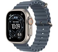 Apple Watch Ultra 3 GPS + Cellular 49mm Premium Running and Multisport Smartwatch with Rugged Natural Titanium Case with Anchor Blue Ocean Band. Advanced Health and Fitness Tracking