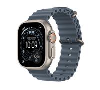 Apple Watch Ultra 3 GPS + Cellular 49mm Premium Running and Multisport Smartwatch with Rugged Natural Titanium Case with Anchor Blue Ocean Band. Advanced Health and Fitness Tracking