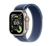 Apple Watch Ultra 3 GPS + Cellular 49mm Premium Running and Multisport Smartwatch with Rugged Natural Titanium Case with Blue/Bright Blue Trail Loop M/L. Advanced Health and Fitness Tracking