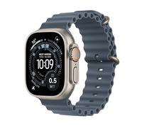 Apple Watch Ultra 3 GPS + Cellular 49mm Premium Running and Multisport Smartwatch with Rugged Natural Titanium Case with Anchor Blue Ocean Band. Advanced Health and Fitness Tracking