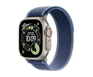 Apple Watch Ultra 3 GPS + Cellular 49mm Premium Running and Multisport Smartwatch with Rugged Natural Titanium Case with Blue/Bright Blue Trail Loop M/L. Advanced Health and Fitness Tracking