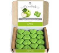 Apple Wax Melts, 16 Strong Scented Soy Heart Melts, One Crisp Green Apple Scent, 6g Hearts, 96 Hours Fragrance, Vegan, Vegetarian and Pet Friendly, Sealed Tray Gift Box by Spotless Leopard