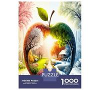 Apple World Map 1000pc Classic Jigsaw Puzzle Fantasy Globe Art Puzzle for Adults Thick Cardboard Teen Fans 12-18 Logic Skill After-School Party Best Gift Puzzle Lovers 38x26cm/1000pcs