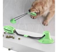 Applearwen Dog Toy with Suction Cup - Interactive Multifunctional Ball with Chew Rope, Teeth Cleaner & Food Dispenser for Dogs, for Chewing, Pulling and Playing (Green)