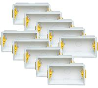 Appleby 10x Pack Double 2-Gang 47mm Dry-Lining Back Box Electrical Wall Knockout Recessed Flush Mount Deep Pattress Dry Lining Partition Switches Sockets Fused Spur Euro Module Faceplates - Yellow