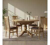 Appleby Extending Dining Set - 2-4 Seater - 100cm-140cm - Oak - with 4 Arizona Slatted Chairs - Black Faux Leather Seat Pad