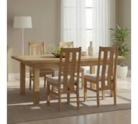 Appleby Extending Dining Set - 4 Seater - 120cm-153cm - Oak - with 4 Arizona Slatted Chairs - Beige Fabric Seat Pad