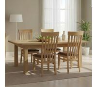 Appleby Extending Dining Set - 4 Seater - 120cm-153cm - Oak - with 4 Toulouse Chairs - Black Faux Leather Seat Pad