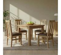 Appleby Flip Top Extending Dining Set - 2-6 Seater - 91cm-183cm - Oak - with 4 Arizona Slatted Chairs - Black Faux Leather Seat Pad