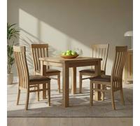 Appleby Flip Top Extending Dining Set - 2-6 Seater - 91cm-183cm - Oak - with 4 Toulouse Chairs - Black Faux Leather Seat Pad