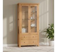 Appleby Oak 2 Door 2 Drawer Glazed Display Cabinet - Oak