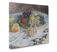 Apples And Grapes Vol.1 by Claude Monet Canvas Print | Gallery Wrapped 30mm Frame Wall Art | 14x14 inches | Ready to Hang | Impressionist Still Life Picture | Living Room Bedroom Lounge Office