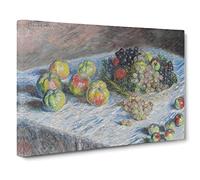 Apples And Grapes Vol.1 By Claude Monet Canvas Print | Gallery Wrapped 30mm Frame Wall Art | 20x14 inches | Ready to Hang | Impressionist Still Life Picture | Living Room Bedroom Lounge Office