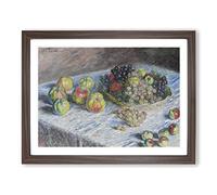 Apples And Grapes Vol.1 By Claude Monet Classic Painting Framed Print | A4 Walnut Framed Wall Art | Ready to Hang | Classic Historical Picture | Living Room Bedroom Lounge Office
